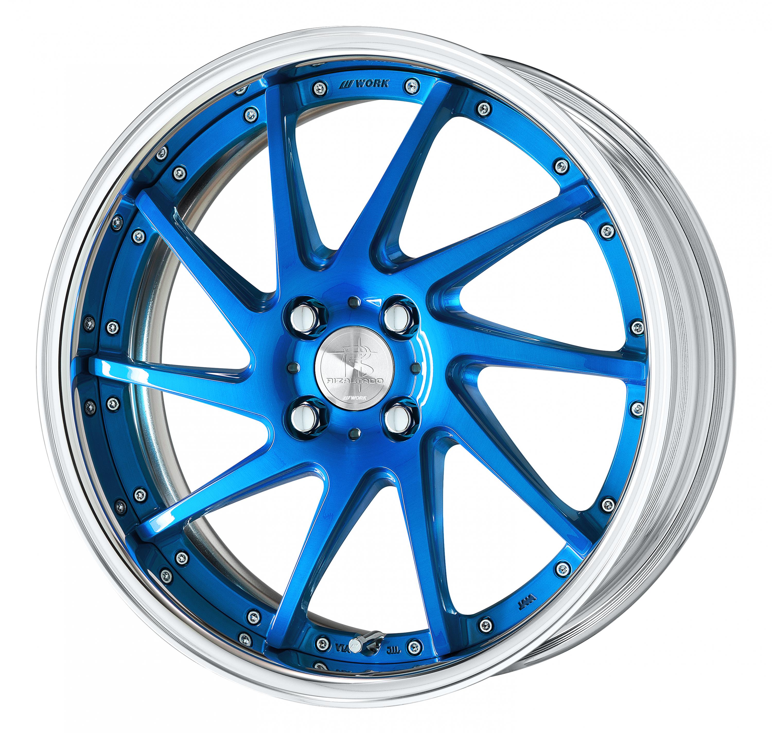■Size: 17inch<br />
■ Disk: Clear blue brushed (custom)<br />
■rim: FULL REVERSE (shape) / buff alumite (standard)<br />
■ Center cap: standard
