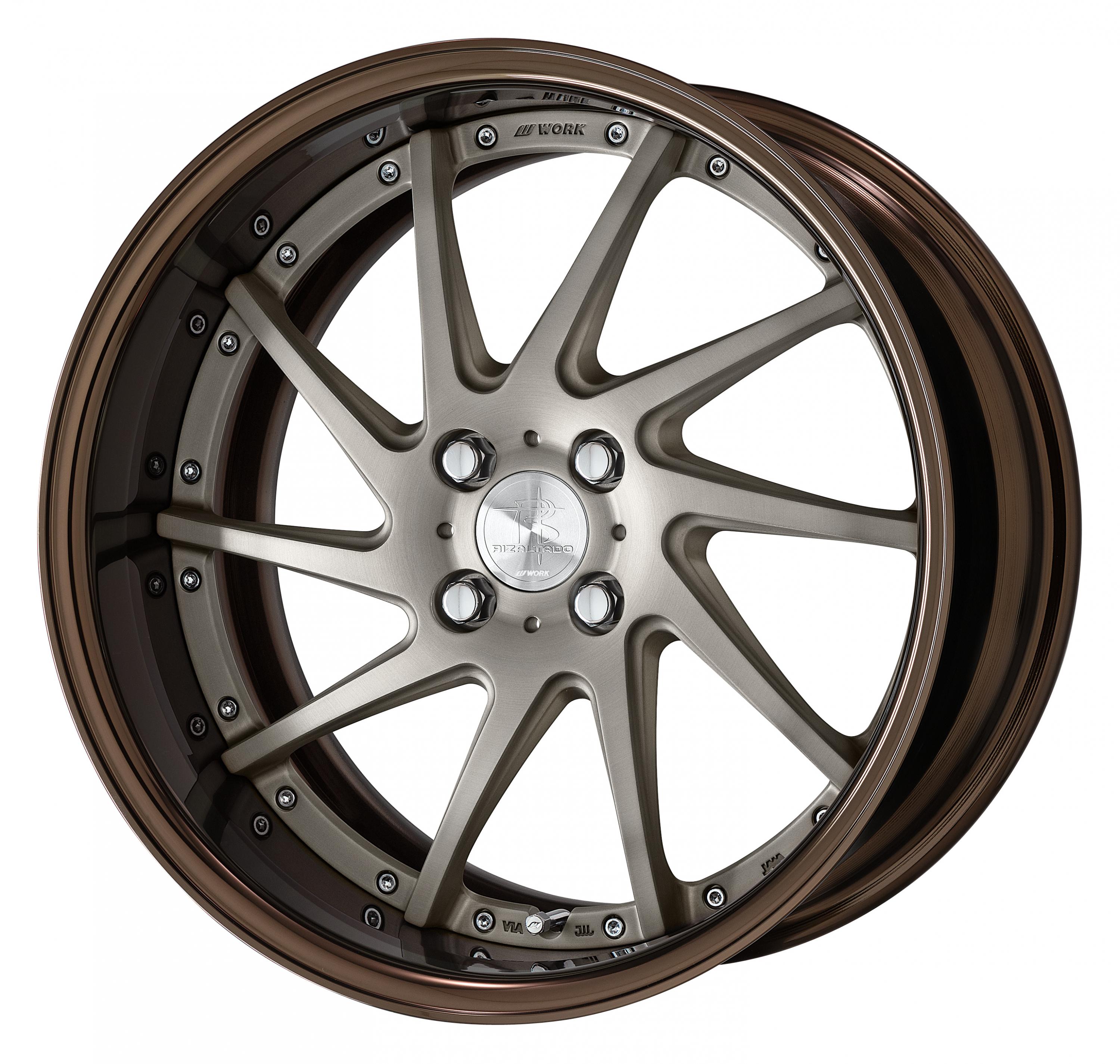 ■Size: 17inch<br />
■Disk: Matt gray brushed (custom)<br />
■rim: FULL REVERSE (shape) / bronze alumite (custom)<br />
■ Center cap: standard