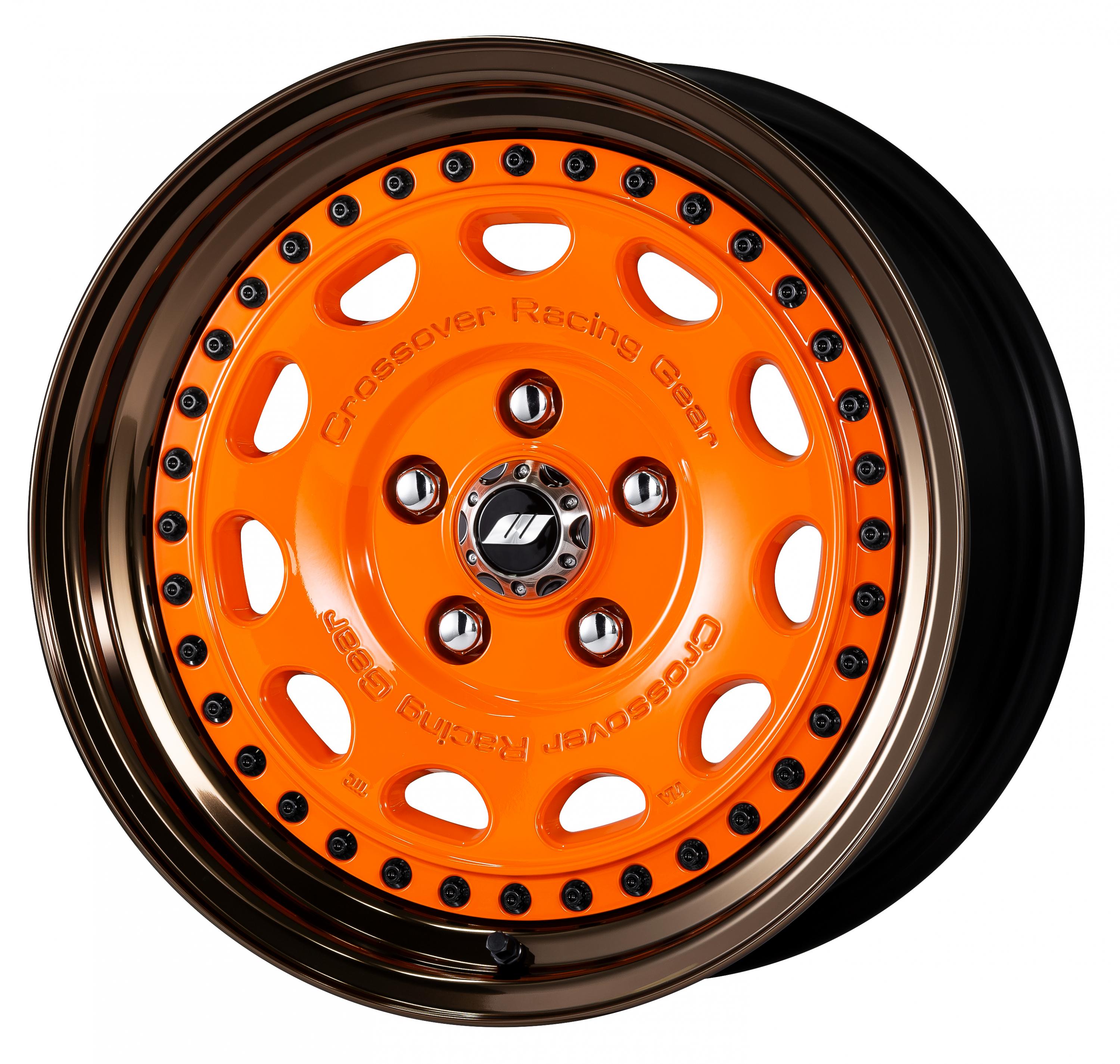 ■サイズ:16inch 8.0J +13 5H-114.3<br />
■ディスク:マンダリンアラート(カスタム)<br />
■リム:NORMAL(形状)/ブロンズアルマイト(カスタム)<br />
■センターキャップ:Wエンブレム(オプション)<br />
■ピアスボルト:ブラッククロームピアスボルト(カスタム)<br />
■エアバルブ:ブラックエアバルブ(カスタム)