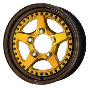 ■サイズ：16inch 5.5J +19 5H-139.7
■ディスク：インペリアルゴールド(カスタム)
■リム：NORMAL(形状)/ブロンズアルマイト(カスタム)
■ピアスボルト：ブラッククロームピアスボルト(カスタム)
■エアバルブ：ブラックエアバルブ(カスタム)