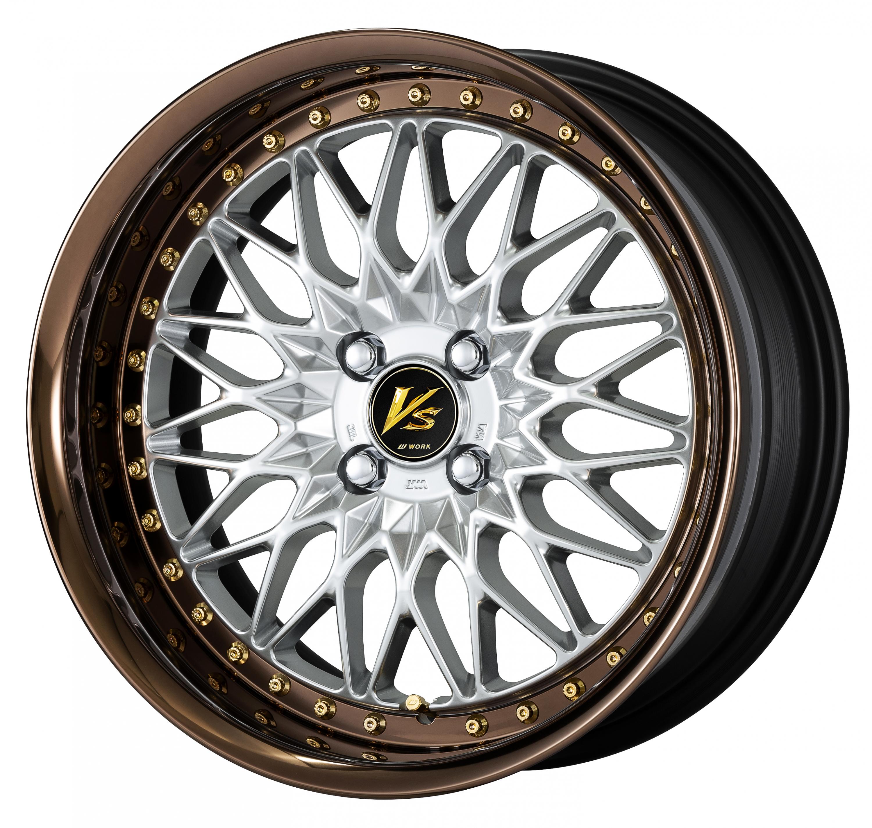 ■Size: 17inch<br />
■ Disc: Silky Rich Silver (standard)<br />
■rim: FULL REVERSE (shape) / bronze alumite (custom)<br />
■ Center cap: Black (standard)<br />
■pierce bolt: Gold pierce bolt (custom)<br />
■ Air valve: Gold air valve (custom)