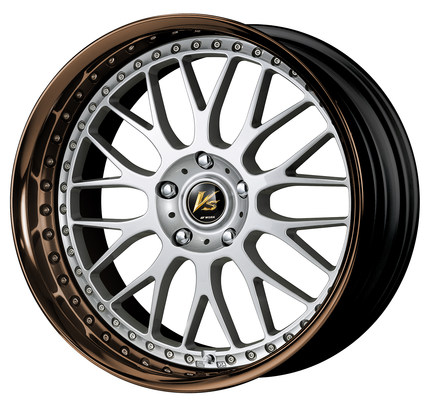 ■Size: 19-inch<br />
■Disc: Light Grayish Silver (standard)<br />
■Rim: Full Reverse (shape) / Bronze Anodized (custom)<br />
■Center Cap: Black (standard)