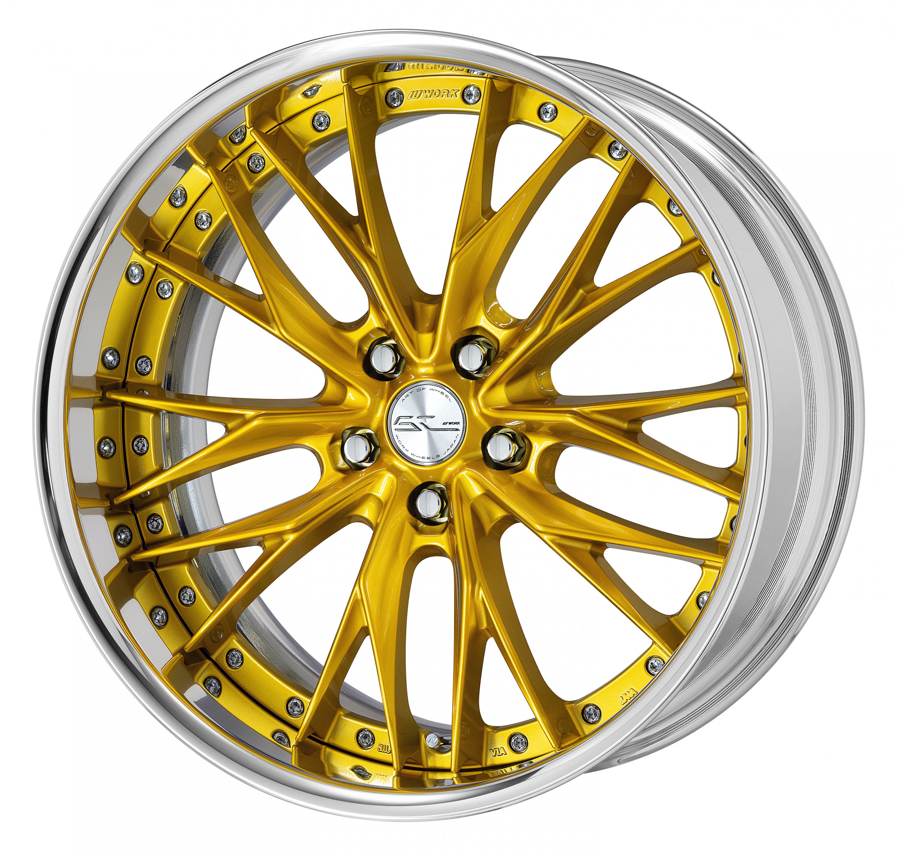 ■Size: 20inch<br />
■Disc: Candy Imperial Gold (custom)<br />
■Rim: FULL REVERSE (shape)/buff anodized (standard)<br />
■Center cap: Spin (standard)