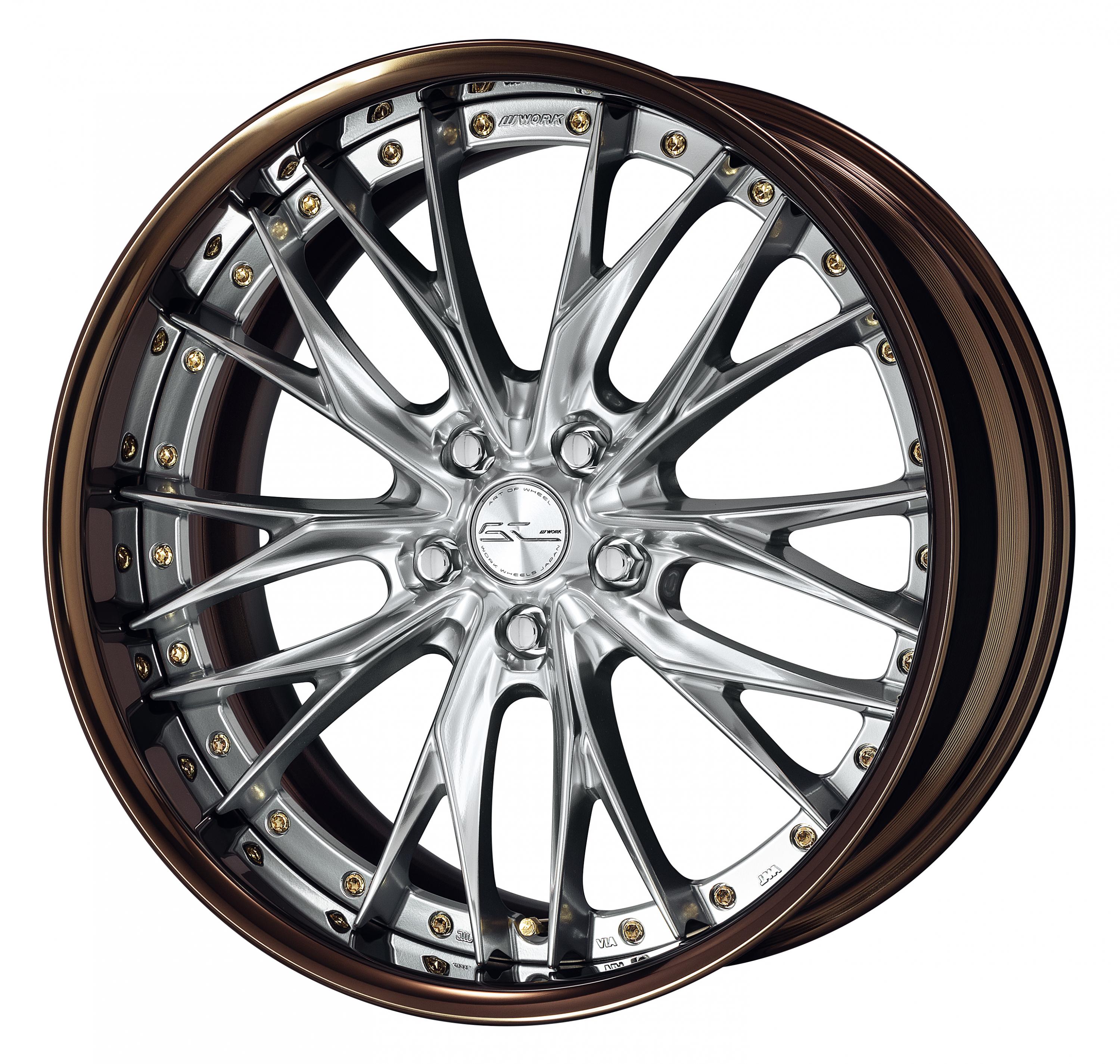 ■Size: 20inch<br />
■Disc: Silky rich silver (standard)<br />
■Rim: FULL REVERSE (shape)/bronze alumite (custom)<br />
■Center cap: Spin (standard)<br />
■Earrings bolt: Gold earrings bolt (custom)<br />
■Air valve: Gold air valve (custom)