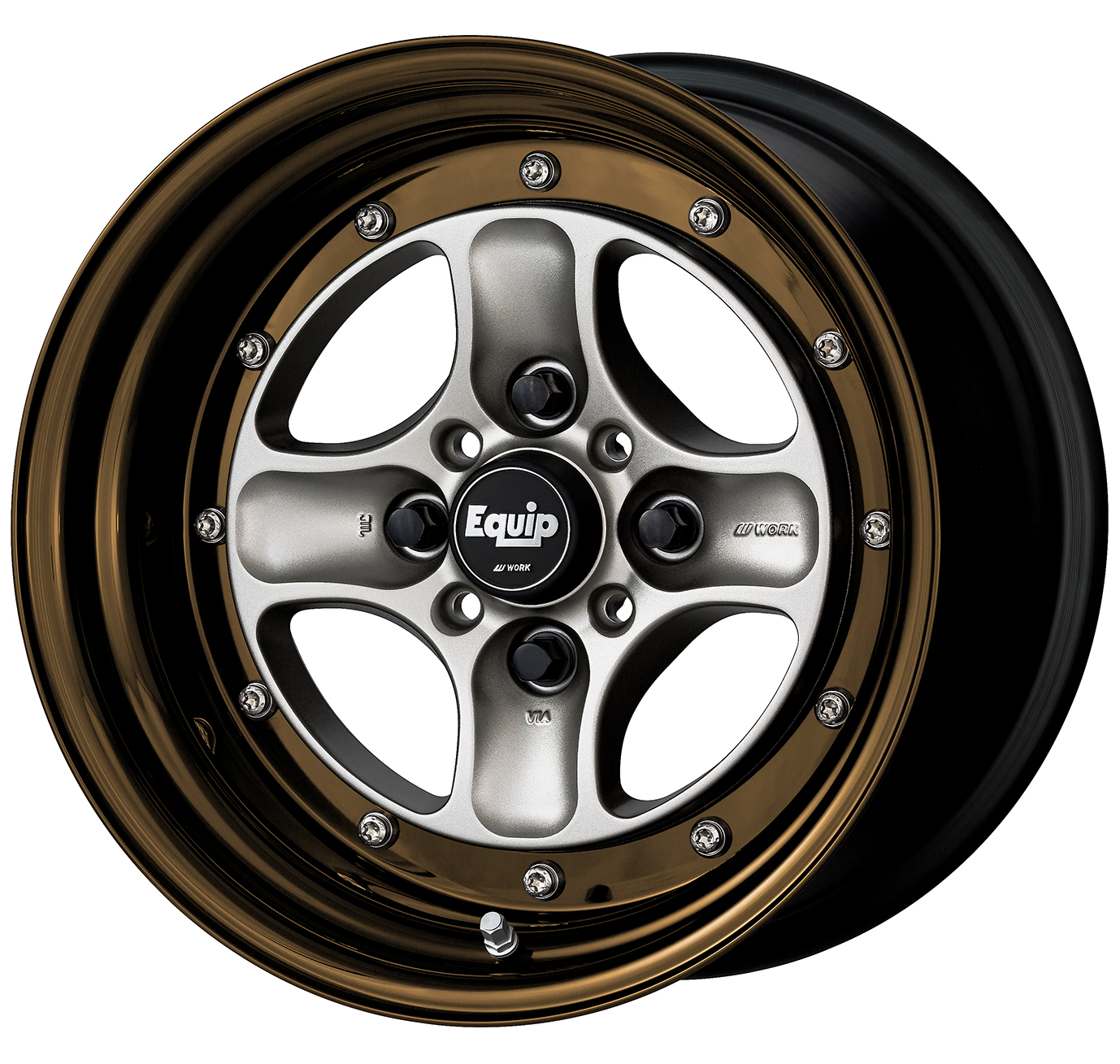 ■サイズ:15inch<br />
■ディスク:ブルットシルバー(標準)<br />
■リム:NORMAL(形状)/ブロンズアルマイト(カスタム)<br />
■センターキャップ:HIGHタイプ(標準)<br />
■ピアスボルト:SUSピアスボルト(カスタム)<br />
■ワッシャー:SUSワッシャー(カスタム)