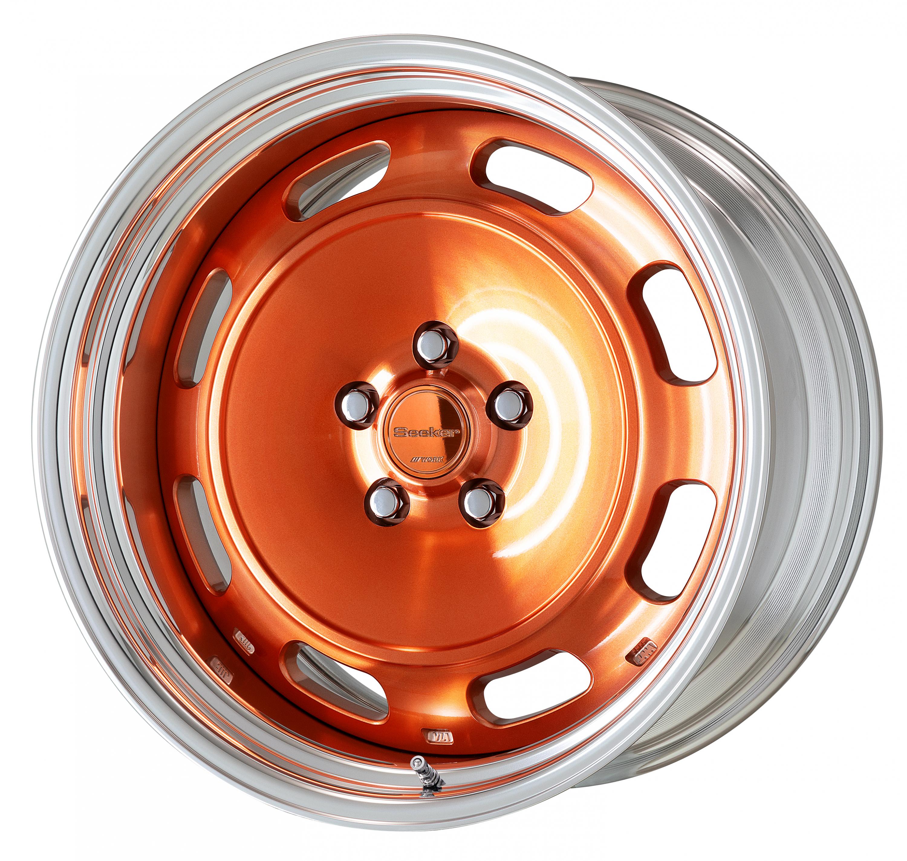 ■Size: 18-inch<br />
■Disc: Cut clear base / Copper clear (custom)<br />
■Rim: Step rim (shape) / Buff anodized (standard)<br />
■Center cap: Copper clear (optional)